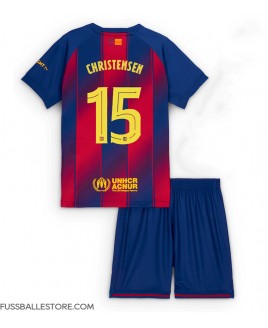 Günstige Barcelona Andreas Christensen #15 Heimtrikotsatz Kinder 2025-26 Kurzarm (+ Kurze Hosen)